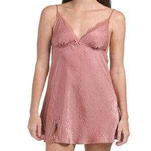 Flora Nikrooz Elegant Cinnamon Lace Trim Chemise Madelyn